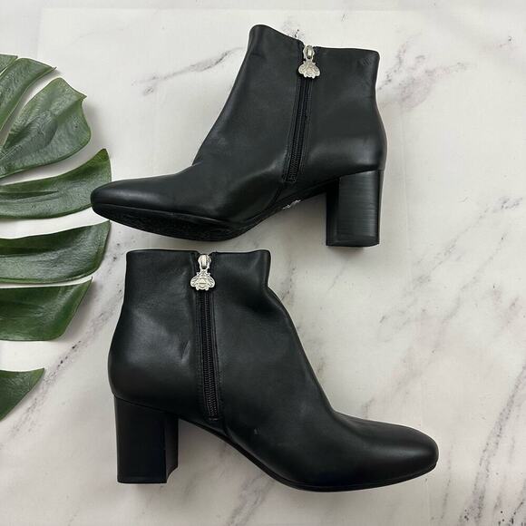 Bettye Muller Womens Ankle Boots Booties Size 8.5 New Black Leather Block Heel - Picture 7 of 10